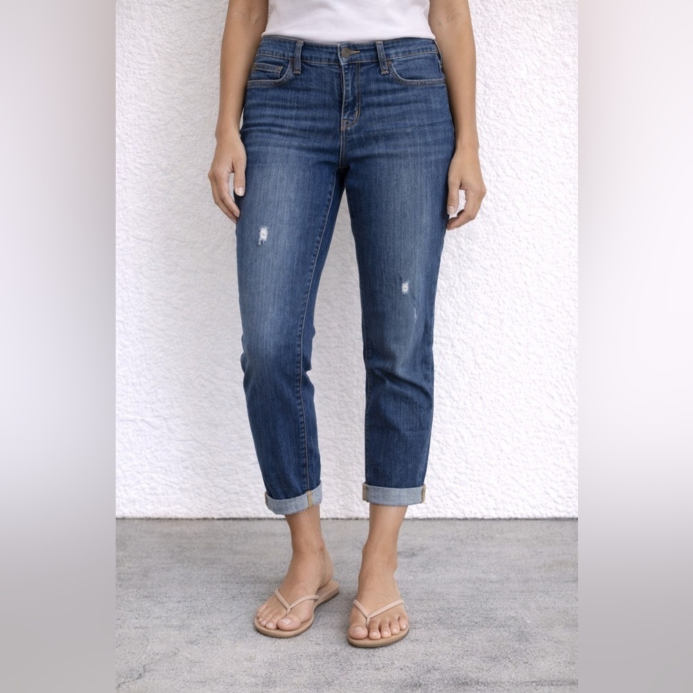Gap Boyfriend Fit Jeans | Stretch Ankle Distressed Medium Wash Denim | Size 10